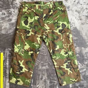 Thrashed Army Cargo Camo Pants Size 28x25 Tactical Pockets Hunting Outdoors